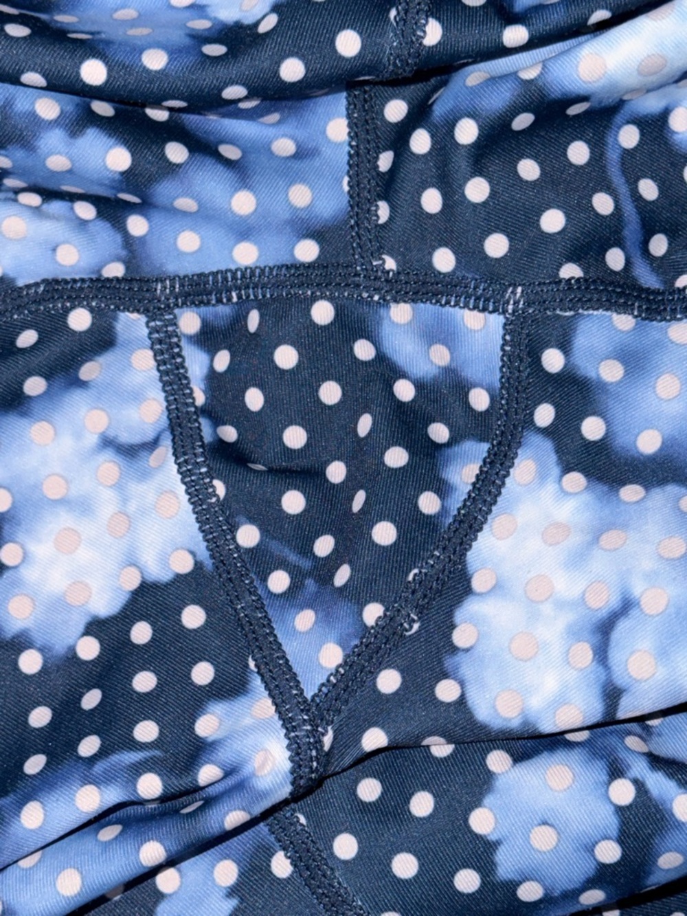 Navy Blue Cloud/Floral & Polka Dot Performance Leggings — #142 - Picture 8 of 8